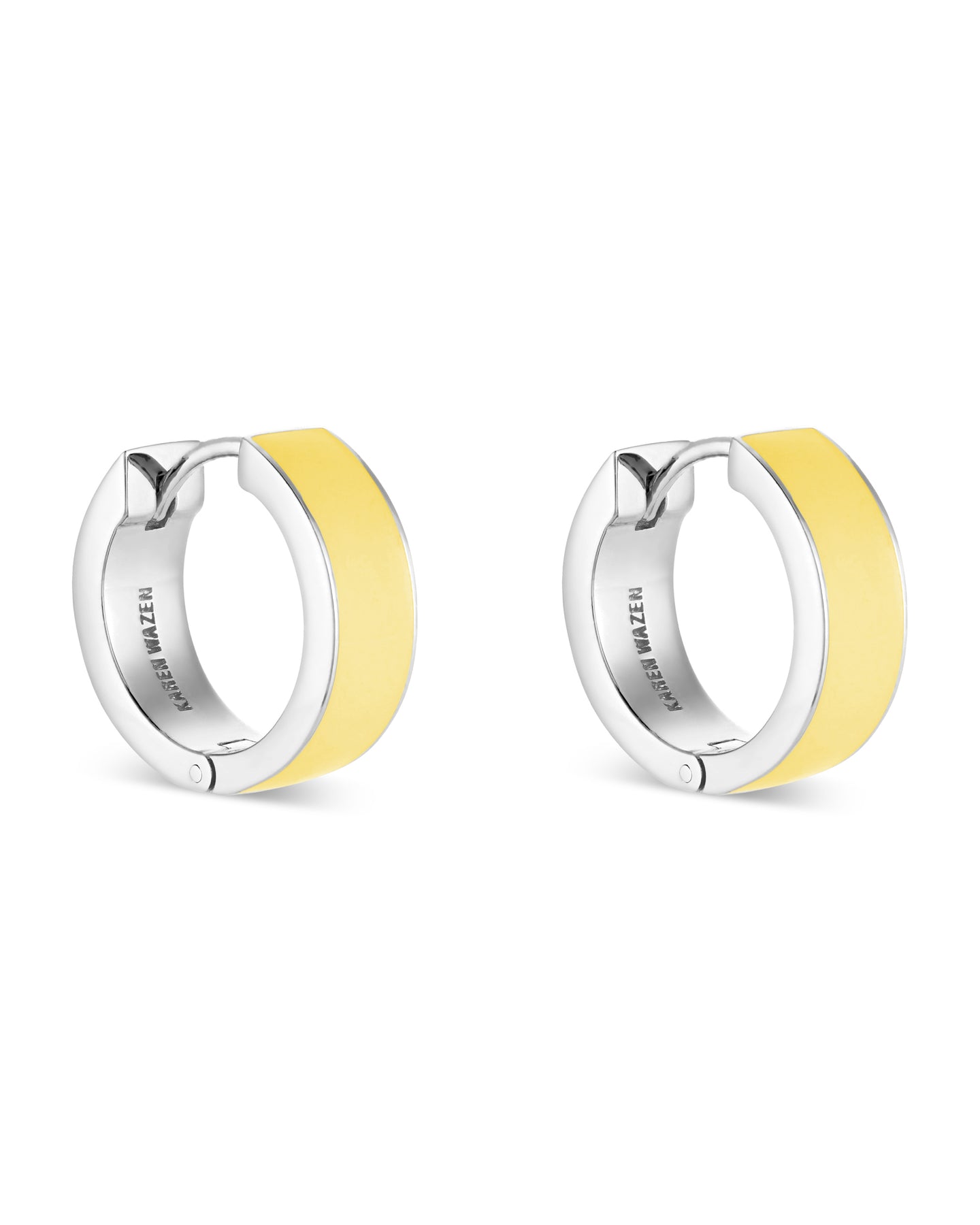 Love Links Enamel Earrings - Yellow on Silver